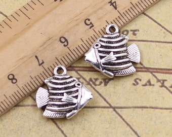 10 pièces pendentif à breloques poisson rouge 18x18mm antique argent ornement accessoires fabrication de bijoux bricolage fait main artisanat matériau de base