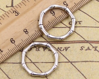 30 Stück Knochen-Ring-Charms, 21 mm, Antiksilber, Ornament, Zubehör, Schmuckherstellung, DIY, handgefertigtes Handwerk, Basismaterial