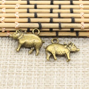 Cochon pendentif accessoires 21 16mm Antique bronze