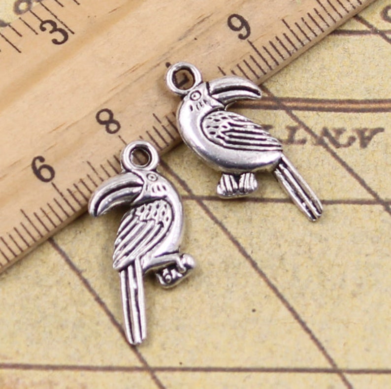 20pcs Parrot charms pendant 25x13mm antique silver ornament accessories jewelry making DIY handmade craft base material Antique silver