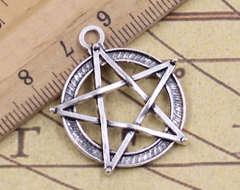 20 pezzi pentagrammi pendenti con ciondoli 28 mm argento antico ornamento accessori creazione di gioielli materiale di base artigianale fatto a mano fai da te