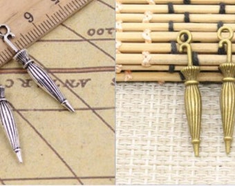 30 pièces pendentif à breloques parapluie 35x6mm argent antique/bronze antique ornement accessoires fabrication de bijoux bricolage fait main artisanat matériau de base