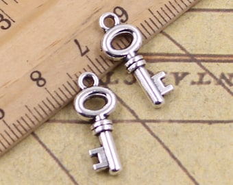 50pcs Keys pendant charms 18X6mm antique silver oranement accessories jewelry making DIY handmade craft base material