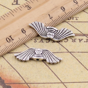 20pcs Angel&#39;s Wings bead charms 10x30mm antique silver ornament accessories jewelry making DIY handmade craft base material