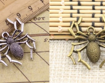 10pcs Spider charms pendant 35x32mm antique silver/antique bronze ornament accessories jewelry making DIY handmade craft base material