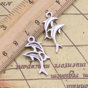 50pcs Dolphins charms pendant 28x14mm antique silver ornament accessories jewelry making DIY handmade craft base material