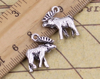 10pcs Moose charms pendant 18x16mm antique silver ornament accessories jewelry making DIY handmade craft base material