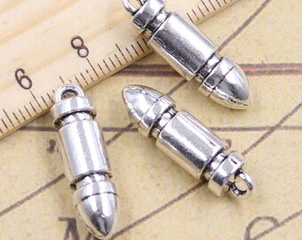 10pcs Bullet charms pendant 25x7x7mm antique silver ornament accessories jewelry making DIY handmade craft base material