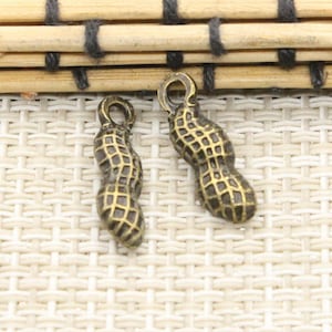 30pcs Peanut charms pendant 18x6mm Antique bronze ornament accessories jewelry making DIY handmade craft base material