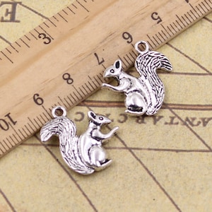 20pcs Squirrel charms pendant 21x21mm antique silver ornament accessories jewelry making DIY handmade craft base material