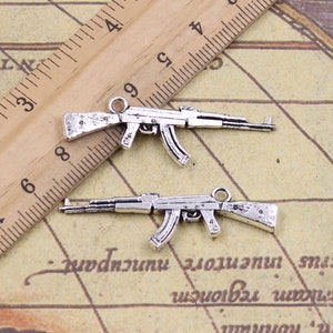 10pcs AK47 charms pendant 44x15mm antique silver ornament accessories jewelry making DIY handmade craft base material