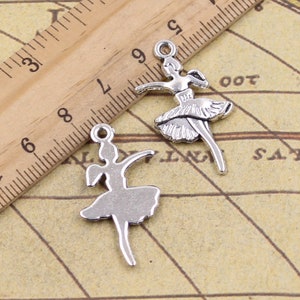 30pcs Ballet dancers charms pendant 16x32mm antique silver ornament accessories jewelry making DIY handmade craft base material