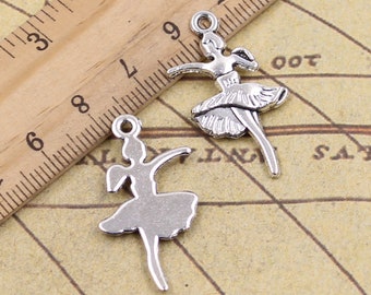 30pcs Ballet dancers charms pendant 16x32mm antique silver ornament accessories jewelry making DIY handmade craft base material