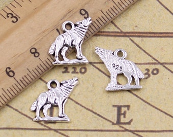 50pcs Wolf charms pendant 15x15mm antique silver ornament accessories jewelry making DIY handmade craft base material