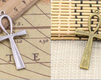 10 pièces pendentif breloques croix 52x28mm argent antique/bronze antique ornement accessoires fabrication de bijoux bricolage fait main artisanat matériau de base