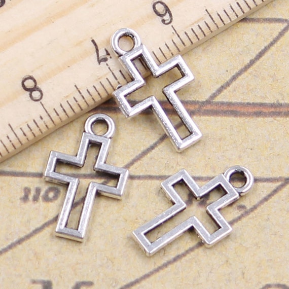 100 Pcs Antique Tiny Cross Beads - Zinc Alloy Crucifix Charms For DIY Bracelet & Necklace Making