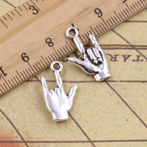 30 sztuk Gest Kocham Cię zawieszki 22 x 13 mm antyczne srebrne ozdoby akcesoria biżuteria tworzenie DIY ręcznie robiony materiał bazowy
