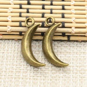 10pcs Moon charms pendant 31x14mm antique silver/antique bronze ornament accessories jewelry making DIY handmade craft base material image 6