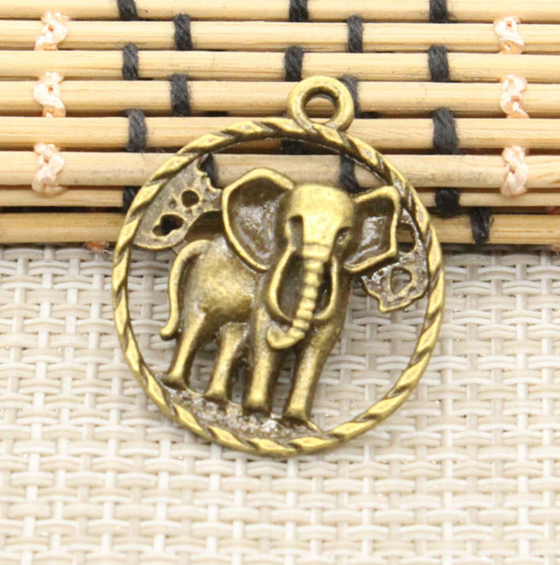 10pcs Elephant charms pendant 28mm Antique bronze ornament accessories jewelry making DIY Handmade Craft base material image 3