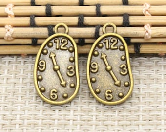 30pcs Clock charms pendant 21mm Antique bronze ornament accessories jewelry making DIY handmade craft base material