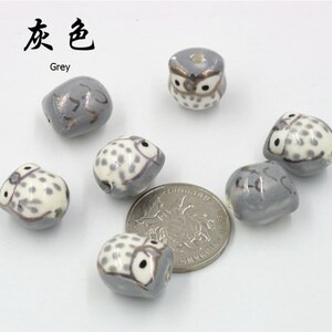 10 pièces 16x15mm céramique hibou perle fabrication de bijoux bricolage ornement accessoires résultats matériau de base Gris