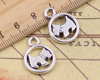 20pcs Dog charms pendant 15mm antique silver ornament accessories jewelry making DIY handmade craft base material