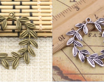 10pcs Olive wreath pendant charms 41x36mm antique bronze/antique silver jewelry making DIY Handmade Craft