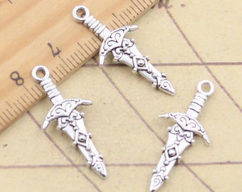 20pcs Dagger charms sword pendant 28x13mm antique silver ornament accessories jewelry making DIY Handmade Craft base material