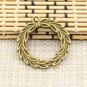 5pcs Olive branch pendant charms 34mm antique bronze ornament accessories jewelry making DIY handmade craft material