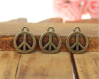 20 Stück Peace-Zeichen Charms Anhänger 12x14mm Antik Bronze Ornament Zubehör Schmuckherstellung DIY handgemachtes Handwerk Basismaterial