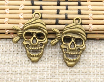 20pcs Skull charms pendant 27X20mm Antique bronze ornament accessories jewelry making DIY handmade craft base material