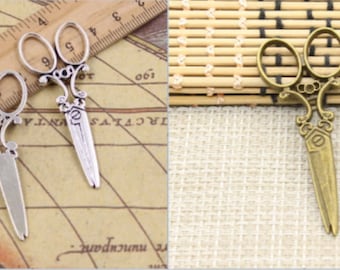 10pcs scissors charms pendant 61x25mm antique silver/antique bronze ornament accessories jewelry making DIY handmade craft base material