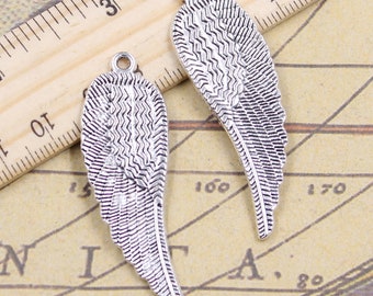 10pcs Angel Wing charms pendant 52x16mm antique silver ornament accessories jewelry making DIY handmade craft base material