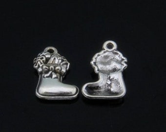 10pcs Christmas stocking charms Sock pendant 23x14mm Antique silver ornament accessories jewelry making DIY handmade craft base material