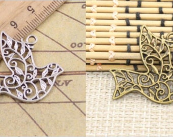 10pcs Peace dove charms pendant 36x32mm antique silver/antique bronze ornament accessories jewelry making DIY handmade craft base material