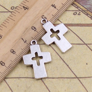 20pcs cross charms pendant 25x17mm antique silver ornament accessories jewelry making DIY handmade craft base material