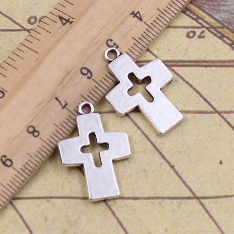 20pcs cross charms pendant 25x17mm antique silver ornament accessories jewelry making DIY handmade craft base material zdjęcie 1