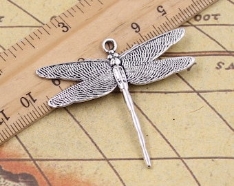 10pcs Dragonfly charms pendant 43x47mm antique silver ornament accessories jewelry making DIY handmade craft base material