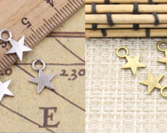 100pcs Stars charms pendant 11x8mm antique silver/antique bronze ornament accessories jewelry making DIY handmade craft base material