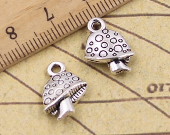 30pcs Mushroom charms pendant 16x12mm antique silver ornament accessories jewelry making DIY handmade craft base material