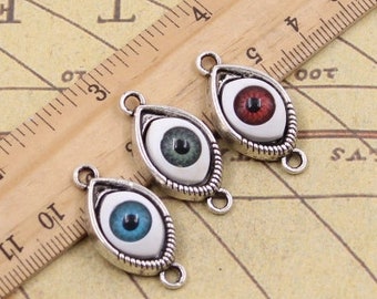 10pcs Devil&#39;s eye pendant link 30x15mm antique silver jewelry accessories jewelry making DIY handmade craft