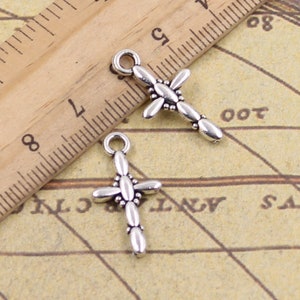50pcs Cross charms pendant 13x19mm antique silver ornament accessories jewelry making DIY handmade craft base material