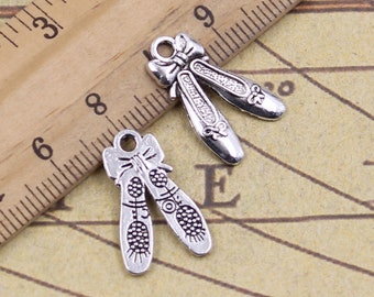 30pcs Embroidered shoes charms pendant 20x13mm antique silver ornament accessories jewelry making DIY handmade craft base material