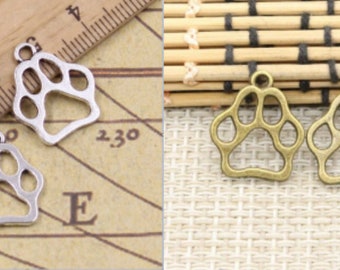 50 Stück Pfotenanhänger Hundekralle Anhänger 19x17mm Antiksilber/Antikbronze Ornament Zubehör Schmuckherstellung DIY handgemachtes Bastelmaterial