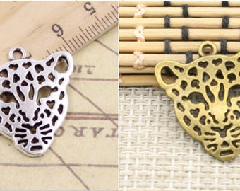 10pcs Leopard charms pendant 28x26mm Antique silver/Antique bronze ornament accessories jewelry making DIY handmade craft base material