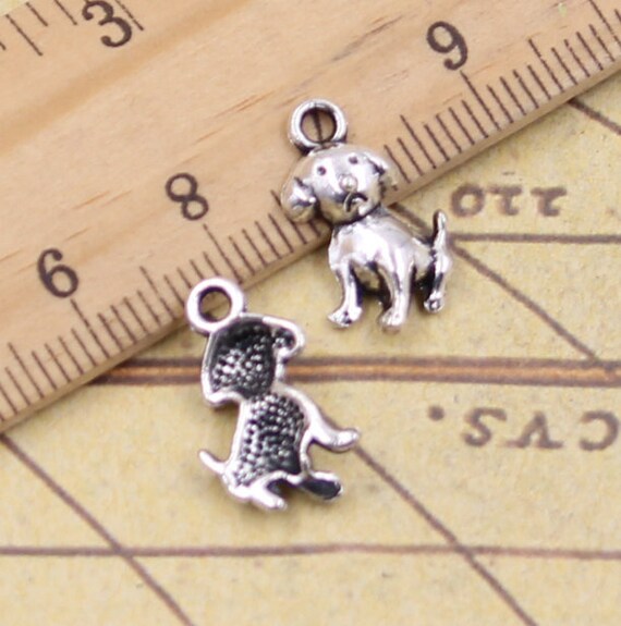 50pcs Dog Charms Pendant 16x10mm Antique Silver Ornament