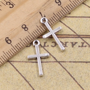 50pcs Cross charms pendant 18x10mm antique silver ornament accesories jewelrymaking DIY handmade craft base material