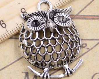 10pcs Owl charms pendant 33x25mm antique silver ornament accessories jewelry making DIY handmade craft base material