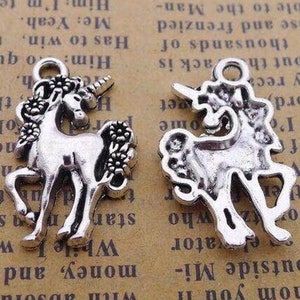 20pcs Unicorn Charms pendant 15x23mm antique silver ornament accessories jewelry making DIY handmade craft base material
