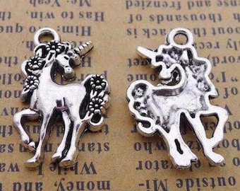 20pcs Unicorn Charms pendant 15x23mm antique silver ornament accessories jewelry making DIY handmade craft base material